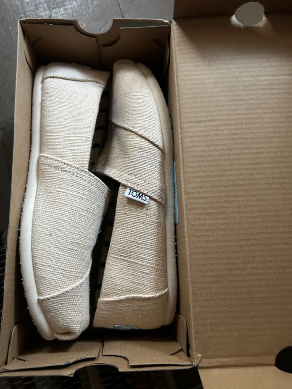 Toms Natural Canvas Slip-On Shoes in Beige